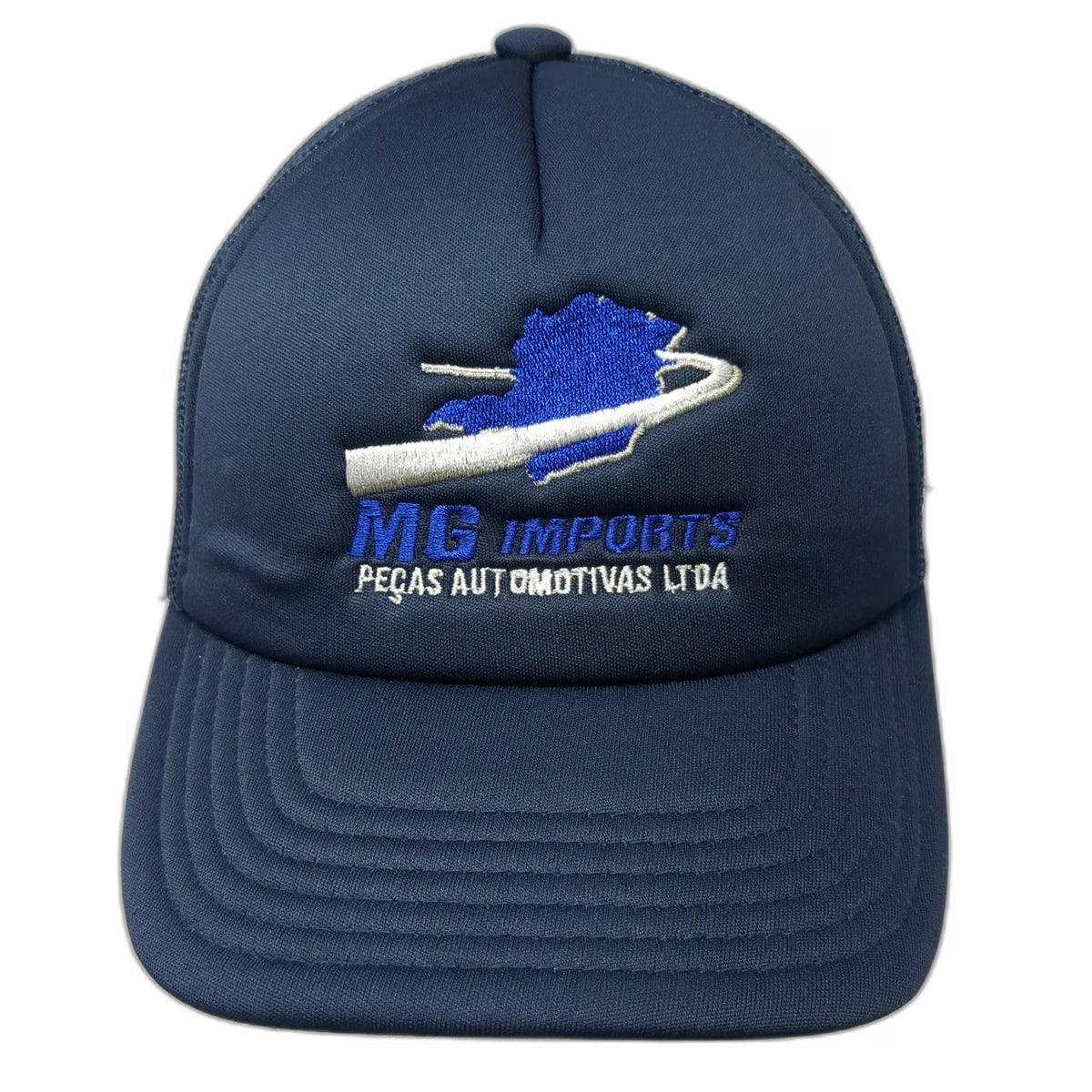Leo Pard MG Imports Peas Automotivas Trucker Hat Blue One Size Mesh Snapback