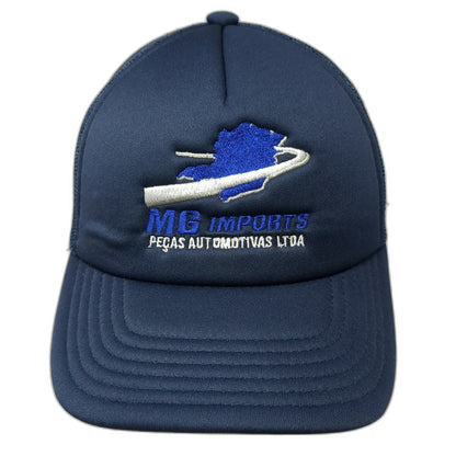 Leo Pard MG Imports Peas Automotivas Trucker Hat Blue One Size Mesh Snapback