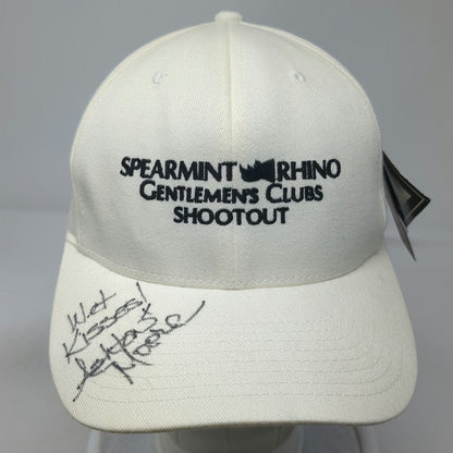 Flexfit Spearmint Rhino Gentlemen's Clubs 2006 Signed White XL Cap Hat Vintage