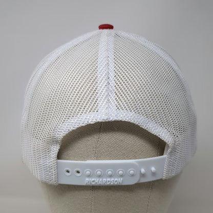 Richardson Trucker Hat Red One Size Merchants Metals Mesh Snapback Fencing Logo