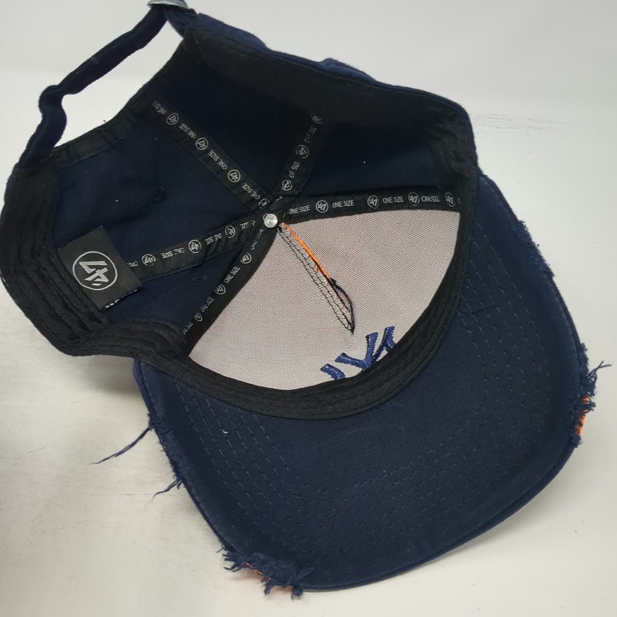 '47 Brand New York Yankees MLB 5 Panel Blue One Size Hat Distressed Cotton Slide