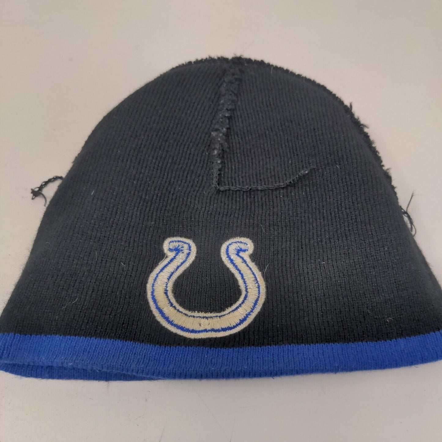 NFL Indianapolis Colts Men's Knit Beanie Hat Black Blue Embroidered Logo
