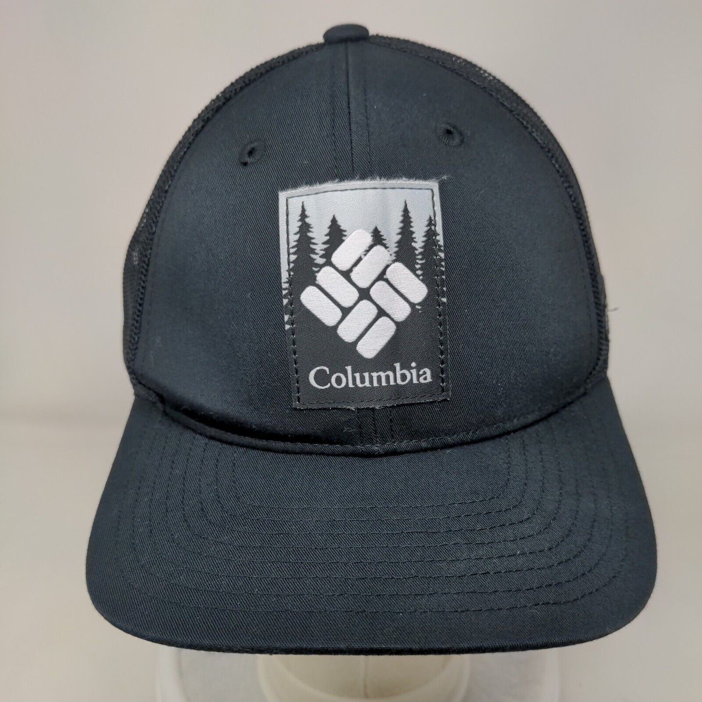 Columbia Snapback Trucker Hat Black One Size Adjustable Vented Holes Mesh Back