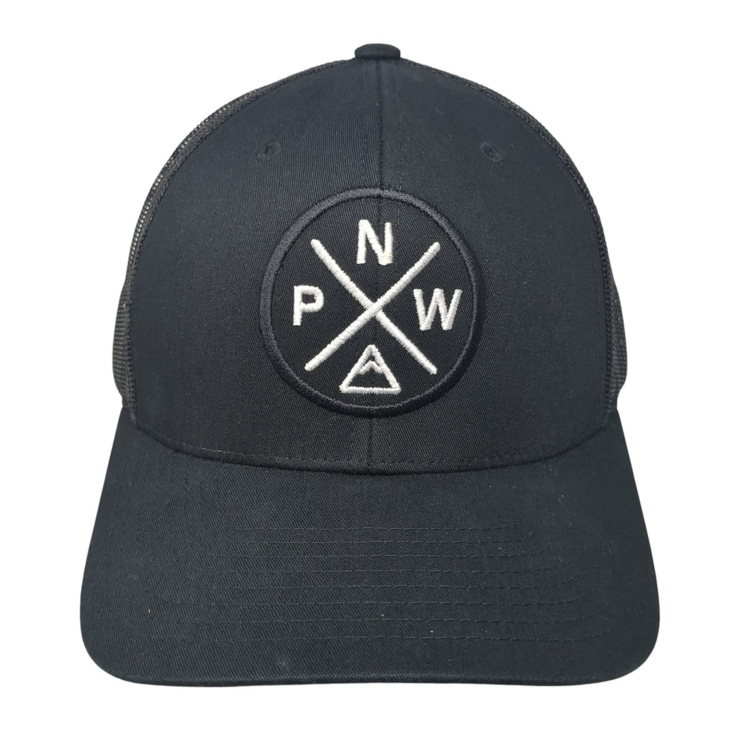PNW Pacific Northwest Trucker Hat Black OS Adjustable Embroidered Mesh Back