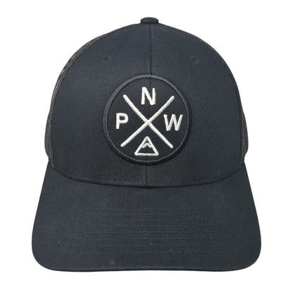 PNW Pacific Northwest Trucker Hat Black OS Adjustable Embroidered Mesh Back