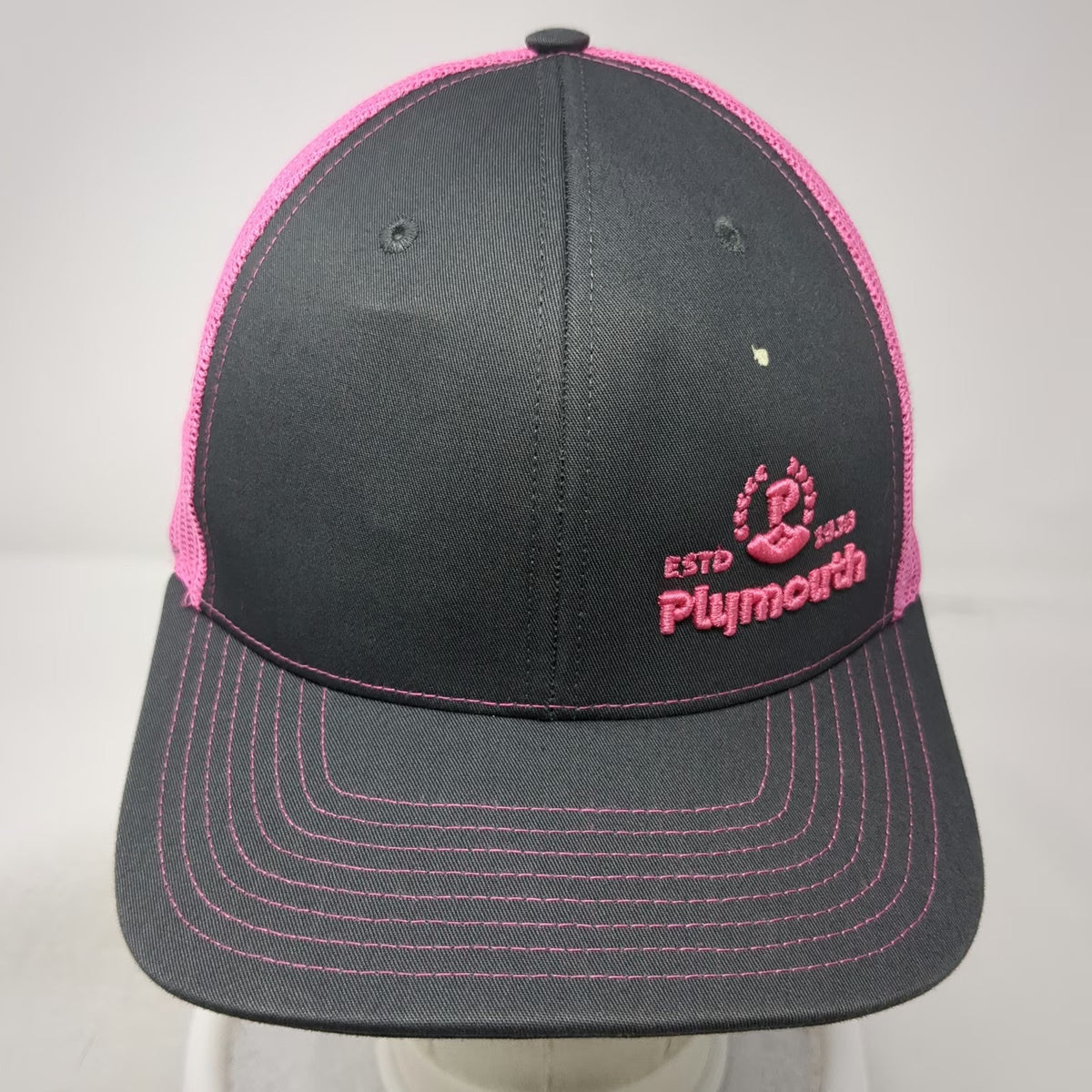 Richardson Trucker Hat Gray Pink One Size Plymouth 1938 Mesh Snapback 112
