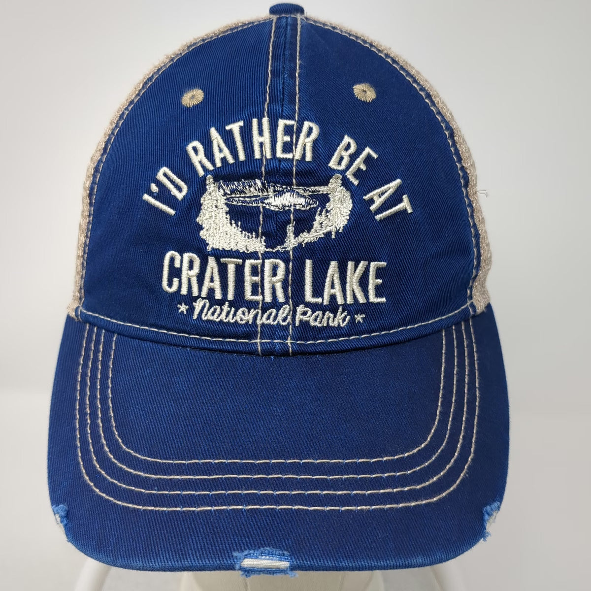 Ace USA Trucker Hat Blue One Size Crater Lake National Park Mesh Snapback Cap