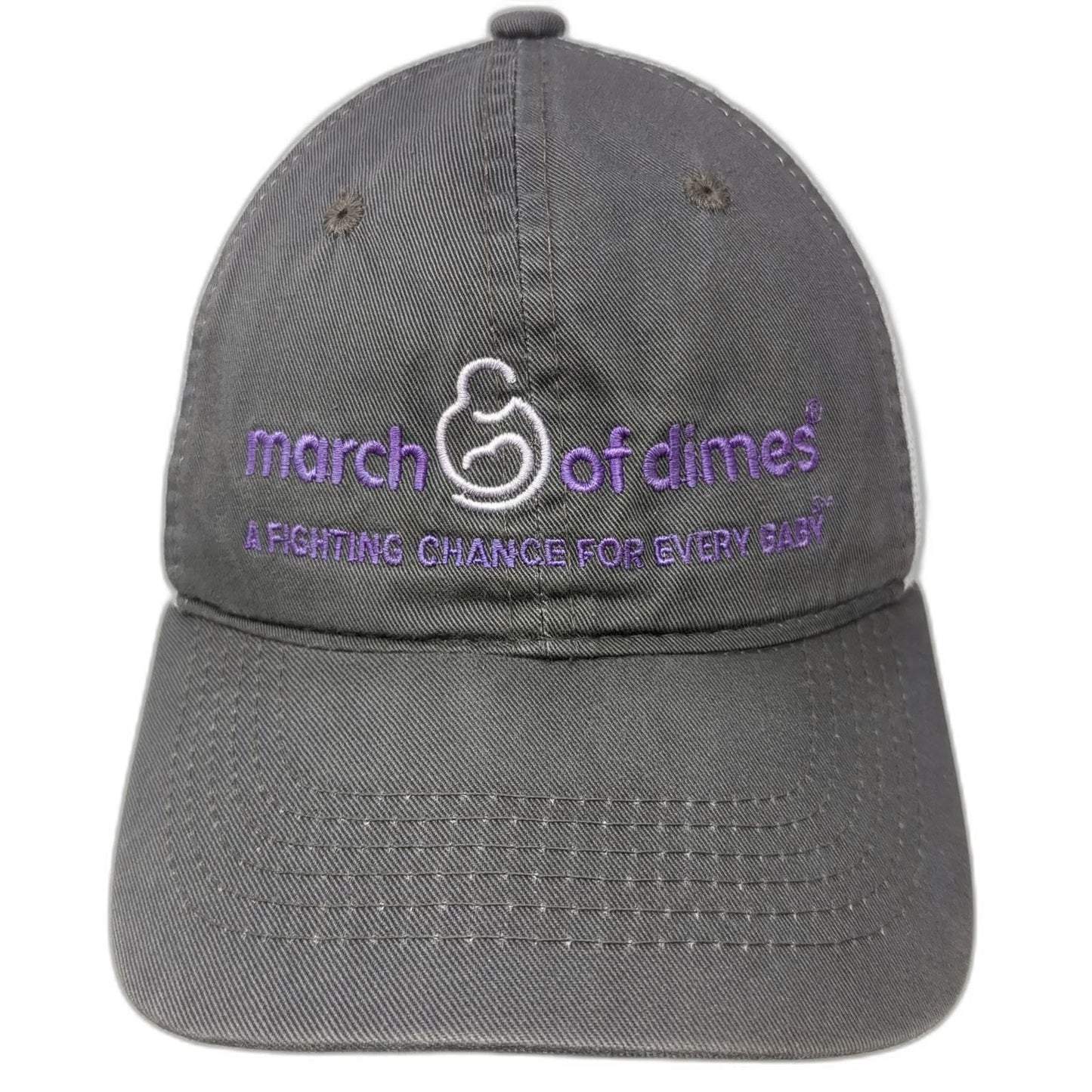 Outdoor Cap Baseball Cap Gray White One Size March of Dimes Mesh Strapback Hat