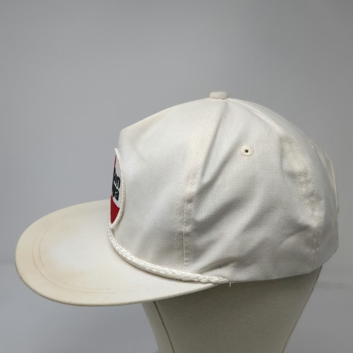 ConAgra 5 Panel White Hat Vintage Slideback Rope Trim Green Underbrim Patch