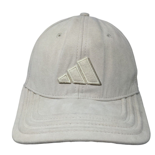 Adidas Fitted Hat Tan Large Embroidered Vented Holes 6 Panel Polyester