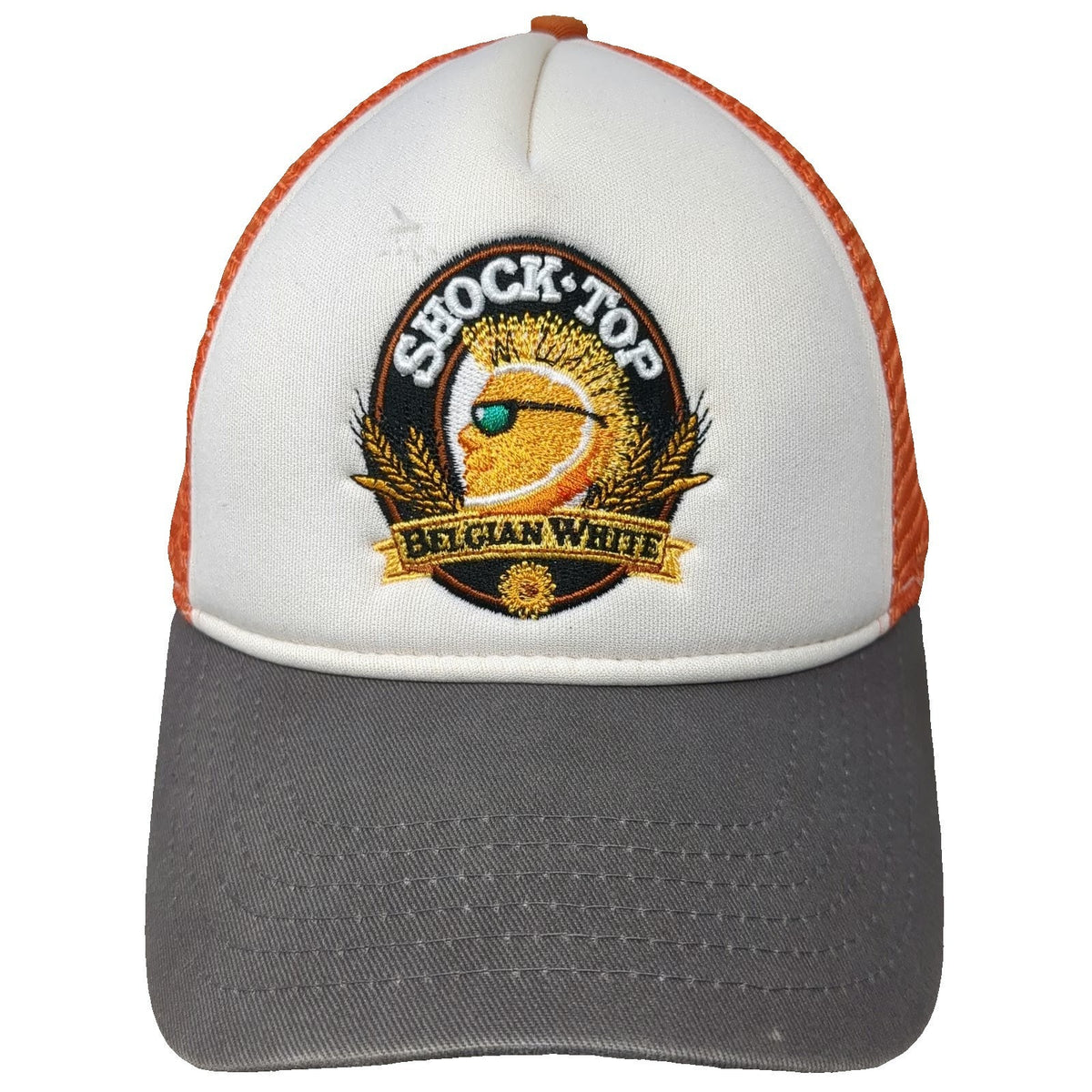 Shock Top Trucker Hat White Orange Gray One Size Mesh Snapback Belgian White
