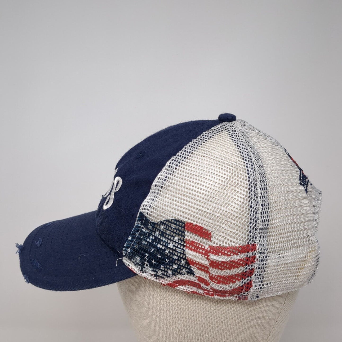 NOTS Strapback Hat Blue One Size Adjustable Distressed Mesh Back Outdoor Cap