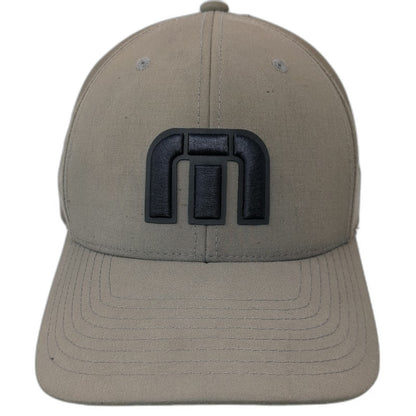 TravisMathew Snapback Beige OSFM Flexfit 110 Rubber Logo Performance Golf Hat