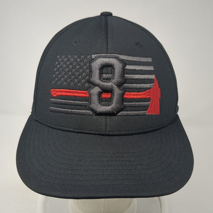 Firefighters American Flag #8 Fitted Baseball Cap Black M Patriotic Richardson