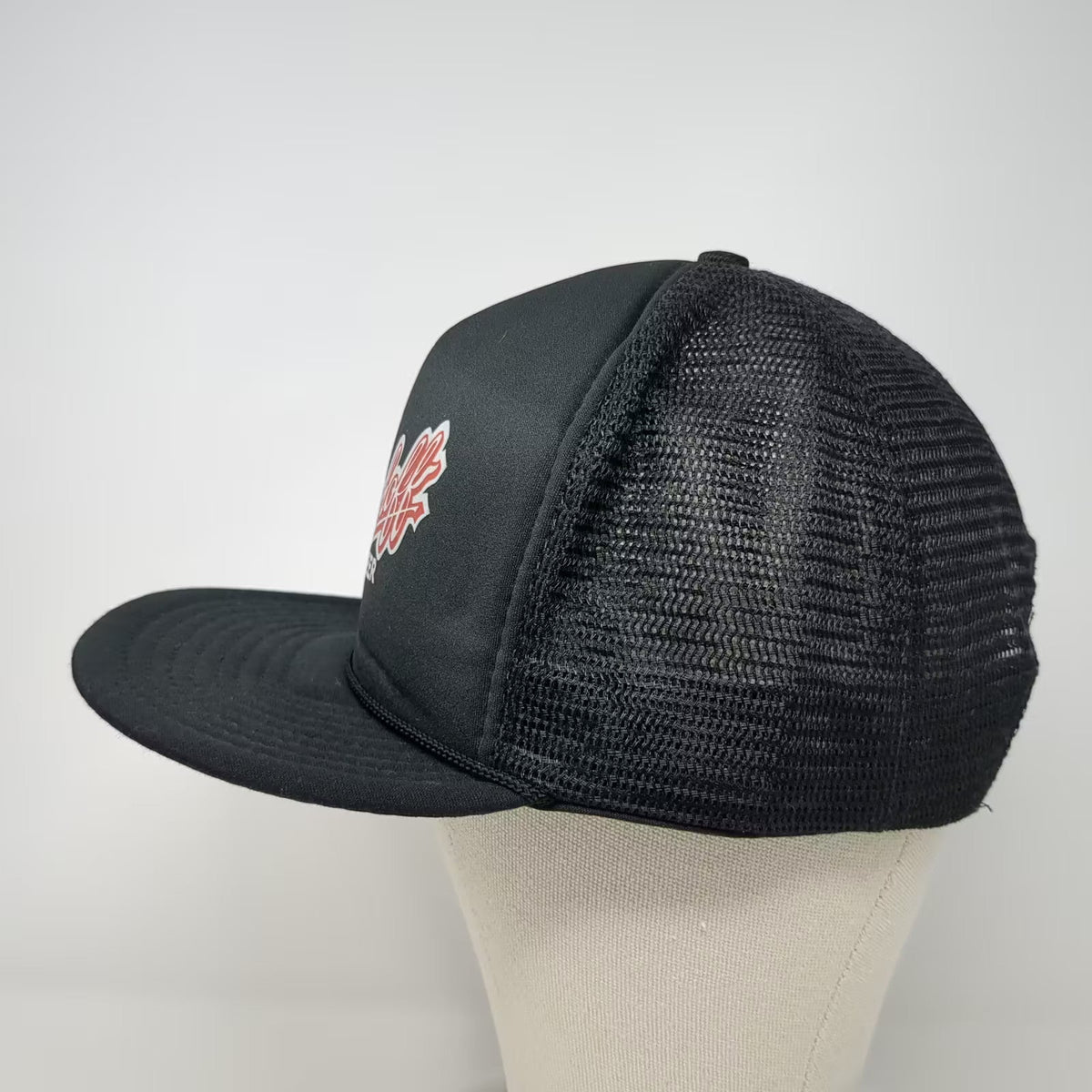 San Sun Berghoff Beer Trucker Hat Black Red Snapback Mesh Cap OSFA Vintage