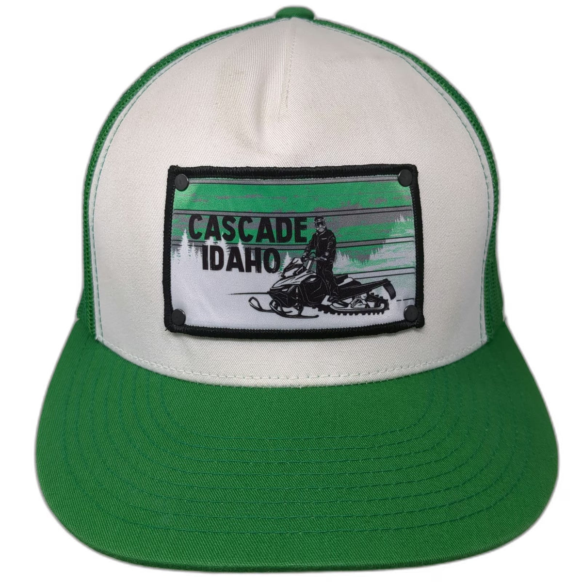 Stryder Trucker Hat Green One Size Cascade Idaho Snowmobile Snapback Mesh Back