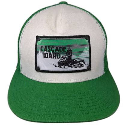 Stryder Trucker Hat Green One Size Cascade Idaho Snowmobile Snapback Mesh Back