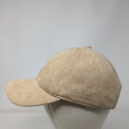Unbranded Strapback Hat Tan OSFM Suede Adjustable Solid 6 Panel Blank