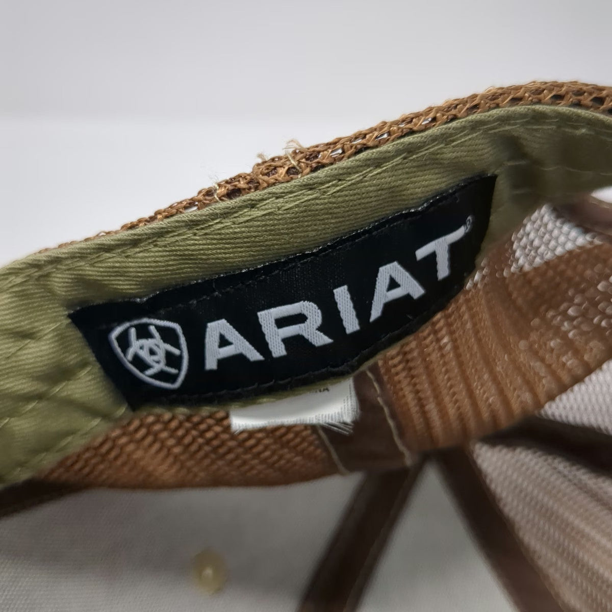 Ariat Trucker Hat Brown One Size Mesh Back Snapback Western Brim Stitching Patch