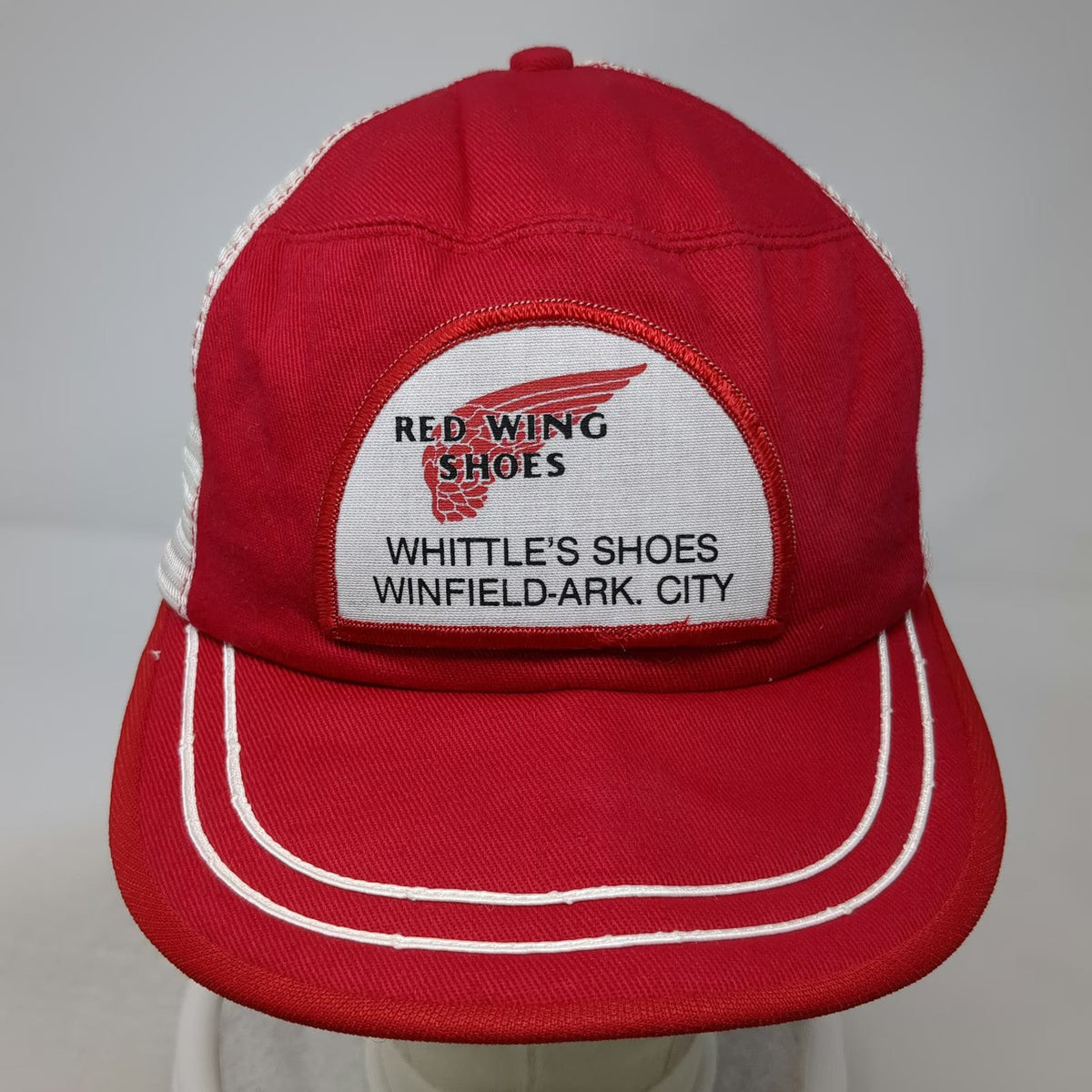 Kap King Trucker Hat Red 7 3/8 Wing Shoes Whittle's Winfield Ark Mesh Snapback