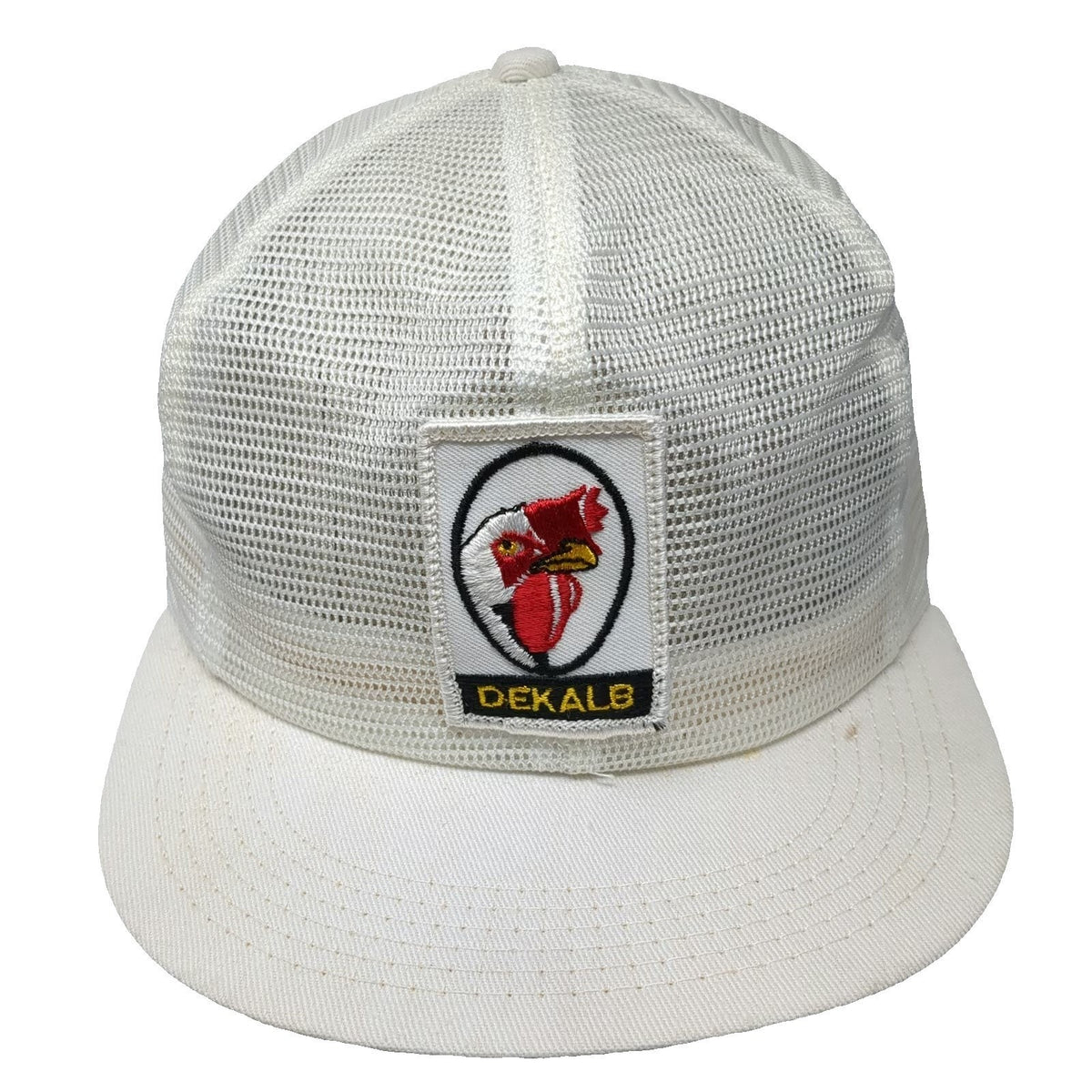 Trucker Hat White DeKalb Rooster Seed Agriculture Mesh Patch Snapback Vintage