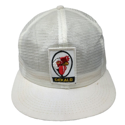 Trucker Hat White DeKalb Rooster Seed Agriculture Mesh Patch Snapback Vintage