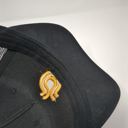Richardson Snapback Trucker Hat Black One Size Mesh Back Embroidered Logo