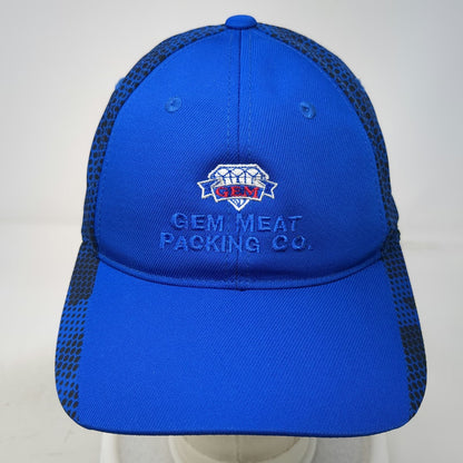 Sport-Tek Baseball Cap Blue Black OSFM Gem Meat Packing Co Mesh Strapback Hat