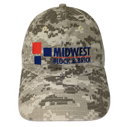 Midwest Block & Brick Strapback Hat Camouflage One Size Adjustable Embroidered