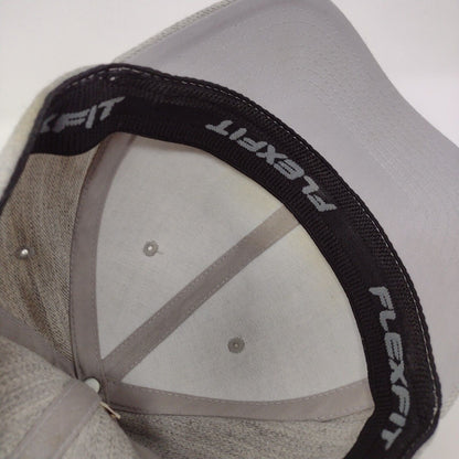 American Flag Fitted Hat Gray S/M Flexfit Patriotic 6 Panel Vented Holes Yupoong