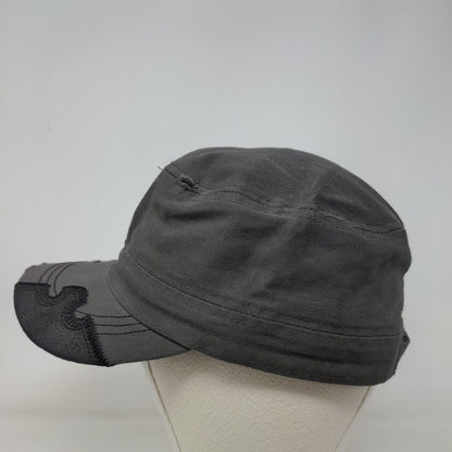 Way West Strapback Army Cap Gray One Size Adjustable Embroidered Distressed