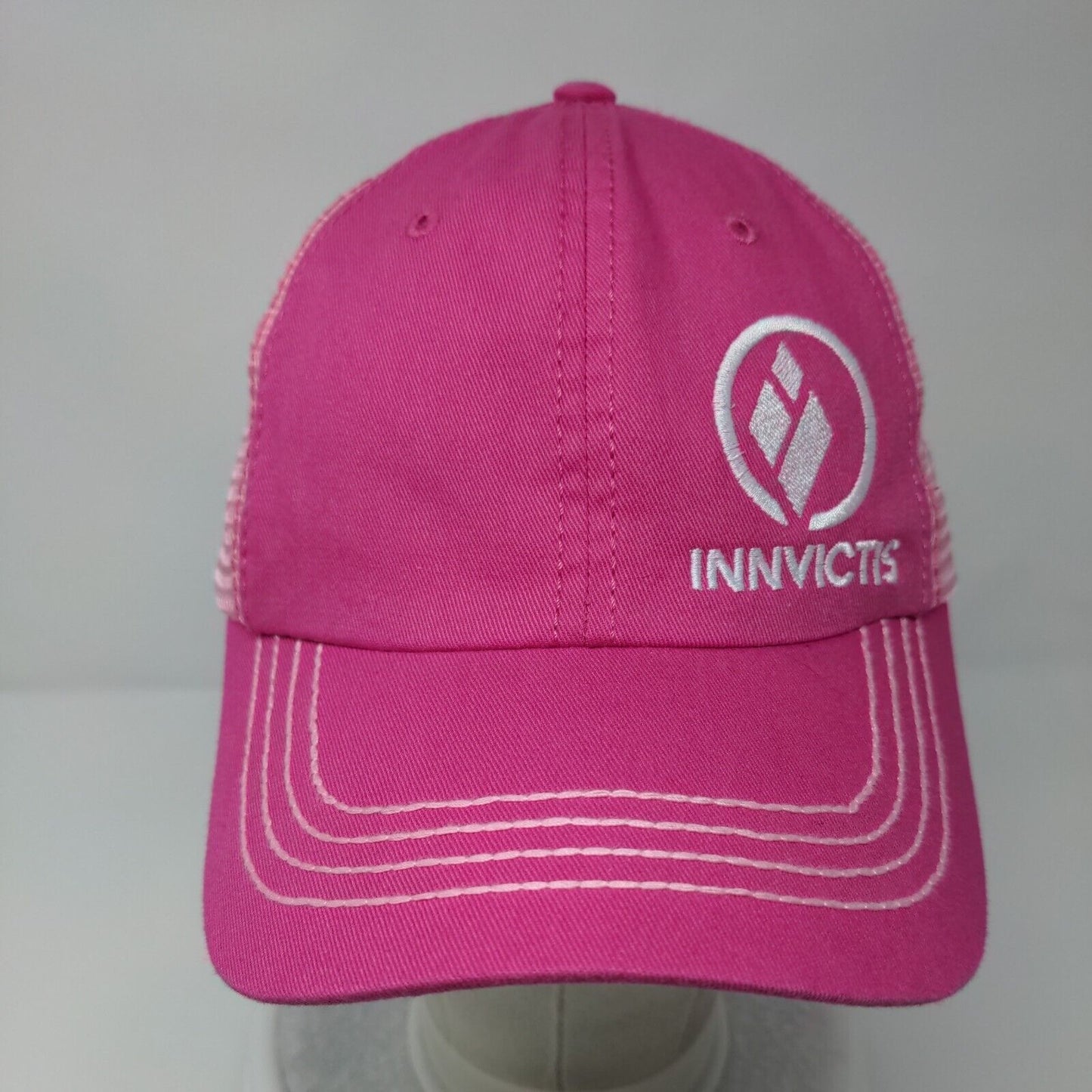 Innvictis Strapback Mesh Back Trucker Hat Pink OSFA Embroidered Simplot