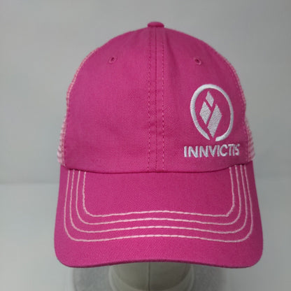 Innvictis Strapback Mesh Back Trucker Hat Pink OSFA Embroidered Simplot