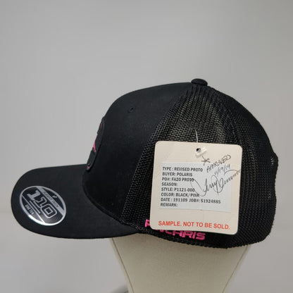 Polaris Trucker Hat Black One Size Mesh Back Snapback Flexfit 110 Pink Star Logo