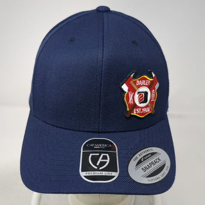 Cap America Snapback Hat Blue One Size Darley Pumps Fire Rescue Maltese Cross