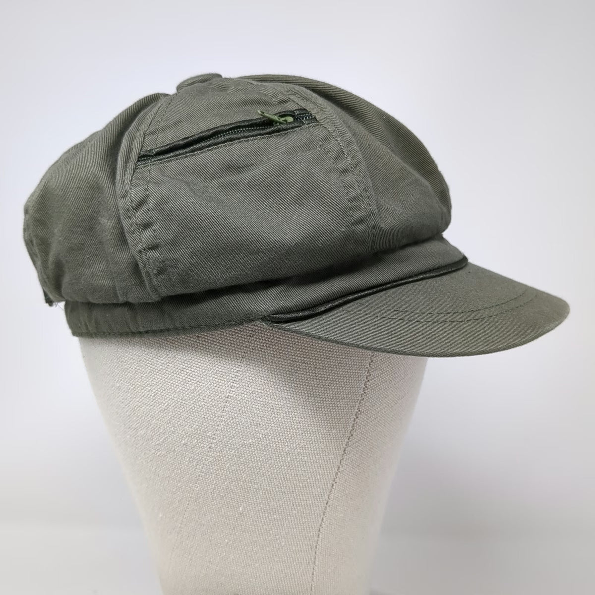Limited Too Army Cap Green One Size Hat Cotton Pockets Zipper Slideback Military