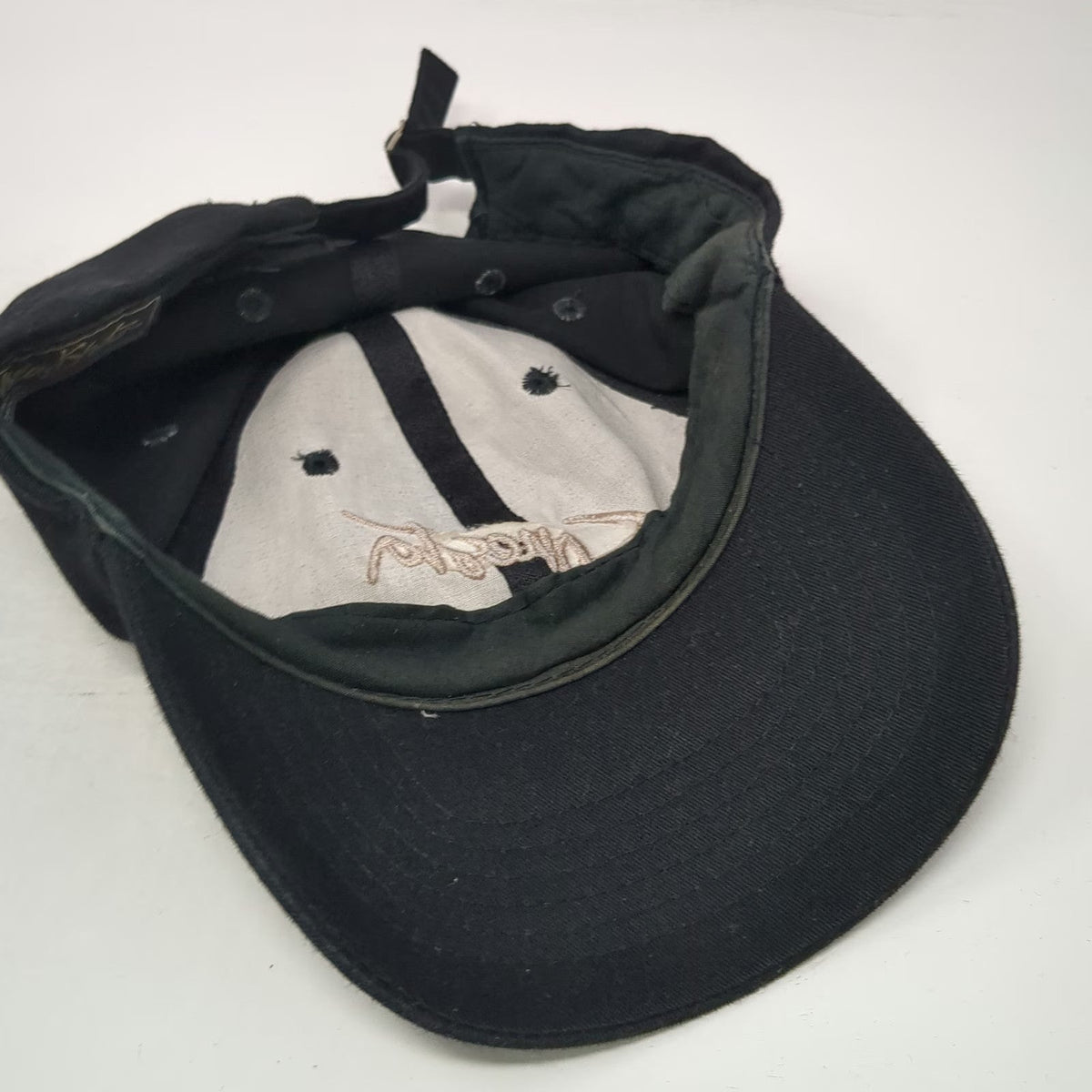 KC Caps Baseball Cap Black One Size Sonesta Script Logo Hat Slideback Closure