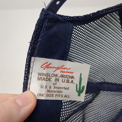 Top Gun Snapback Trucker Hat Blue One Size Adjustable Embroidered Mesh Back