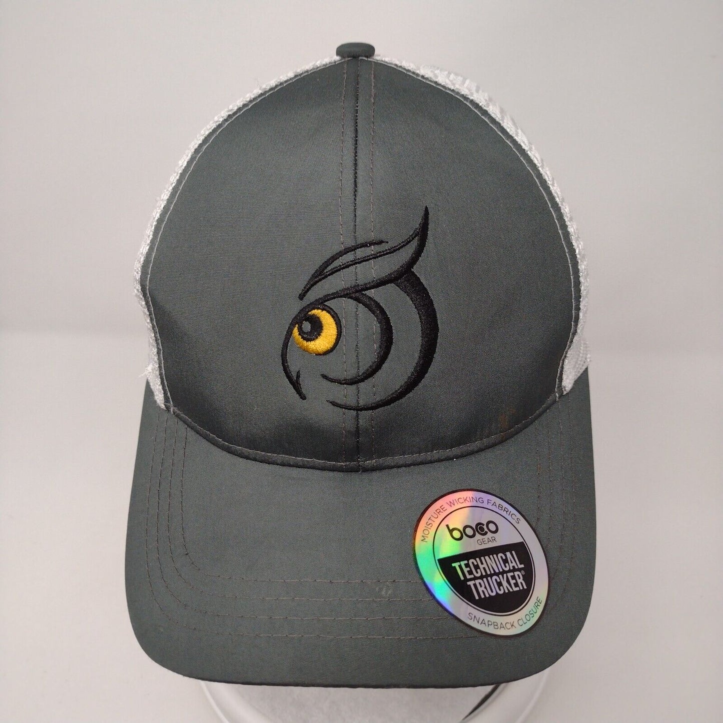 Boco Snapback Mesh Back Trucker Hat Gray OSFM Embroidered Perched.io