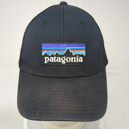 Patagonia Trucker Hat Black One Size Mesh Snapback Fitz Roy Mountain Patch