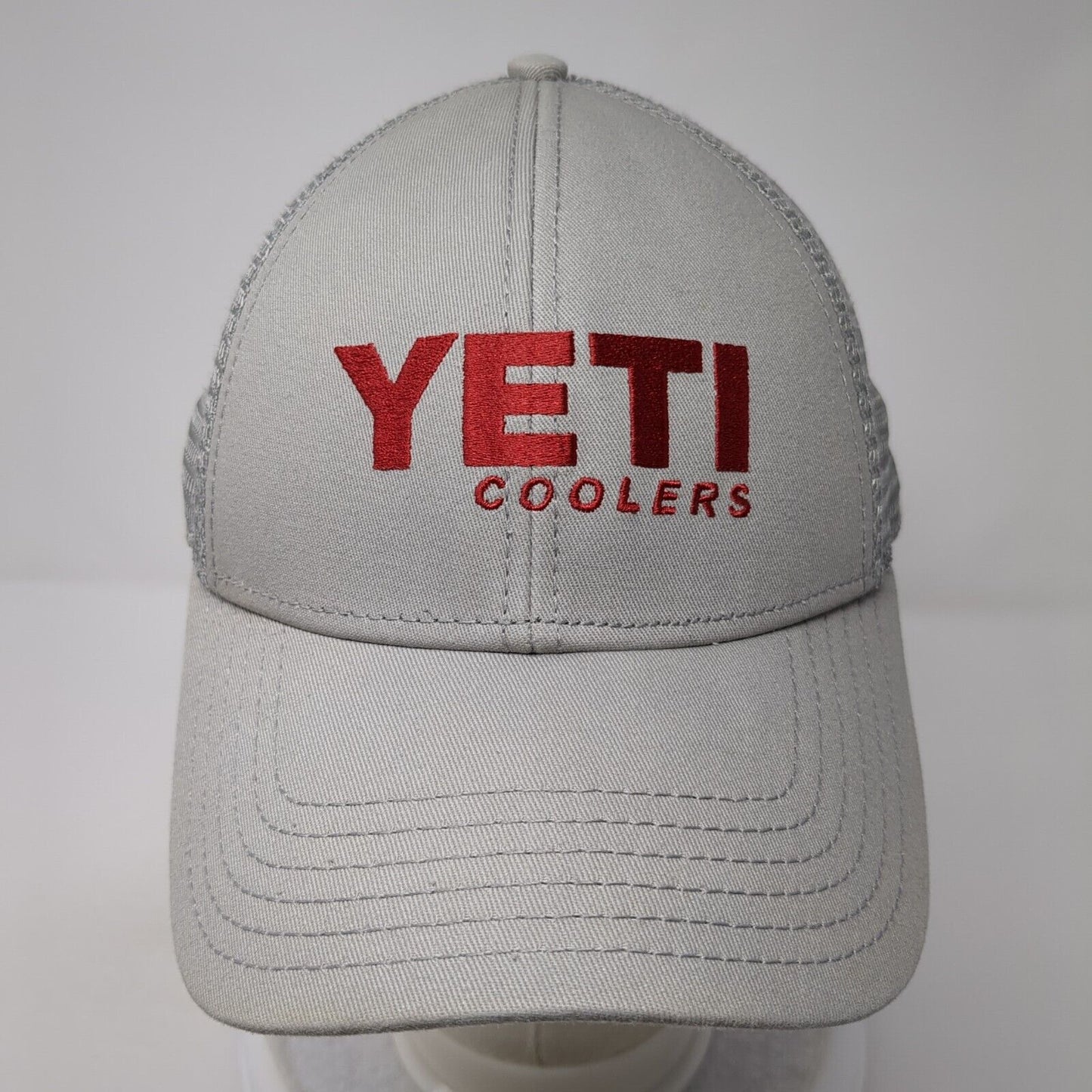 YETI Coolers Snapback Mesh Back Trucker Hat Gray One Size Embroidered