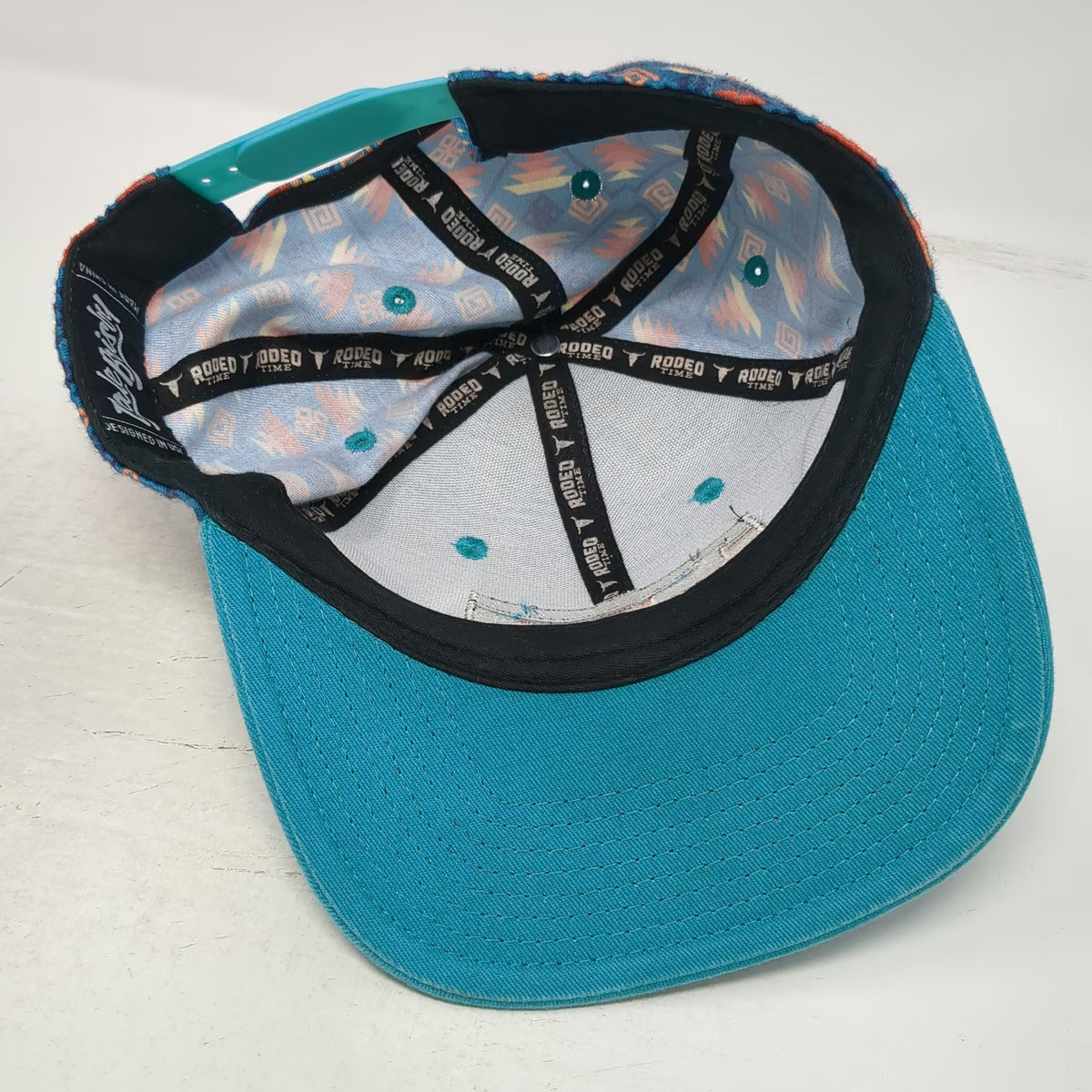 Dale Brisby Rodeo Time Blue Snapback Hat One Size Bull Southwestern Pattern Cap