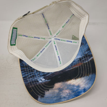 The Heartbeat Brand Trucker Hat Beige One Size Idaho State Mesh Snapback Ocean
