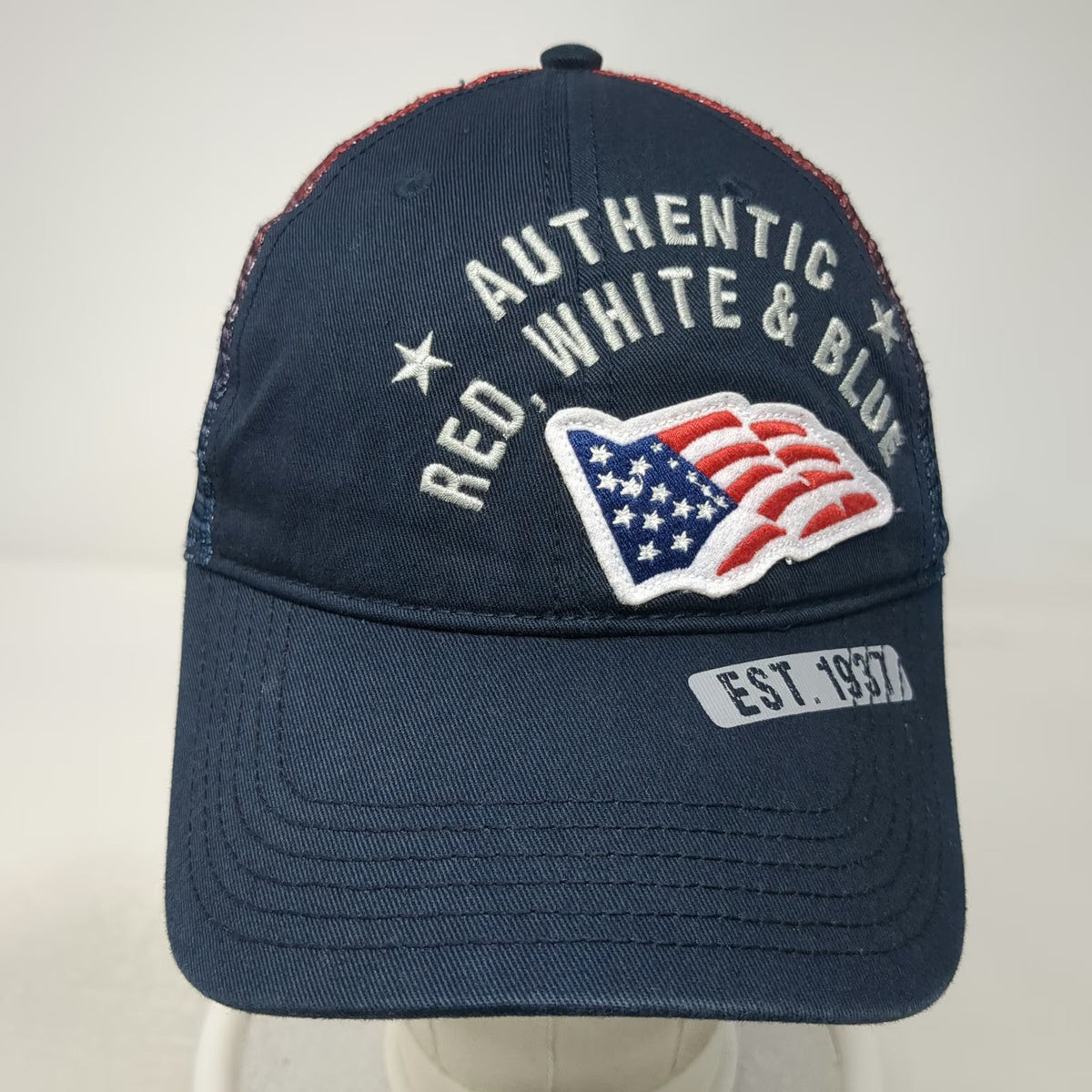 Harrah's Baseball Cap Blue OSFM American Flag Ombre Mesh Hat 1937 Embroidered