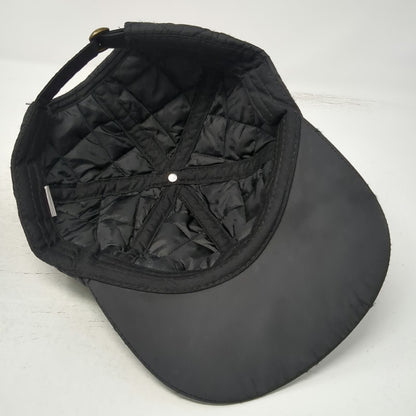 Black One Size Baseball Cap Quilted Diamond Pattern Adjustable Strapback Hat