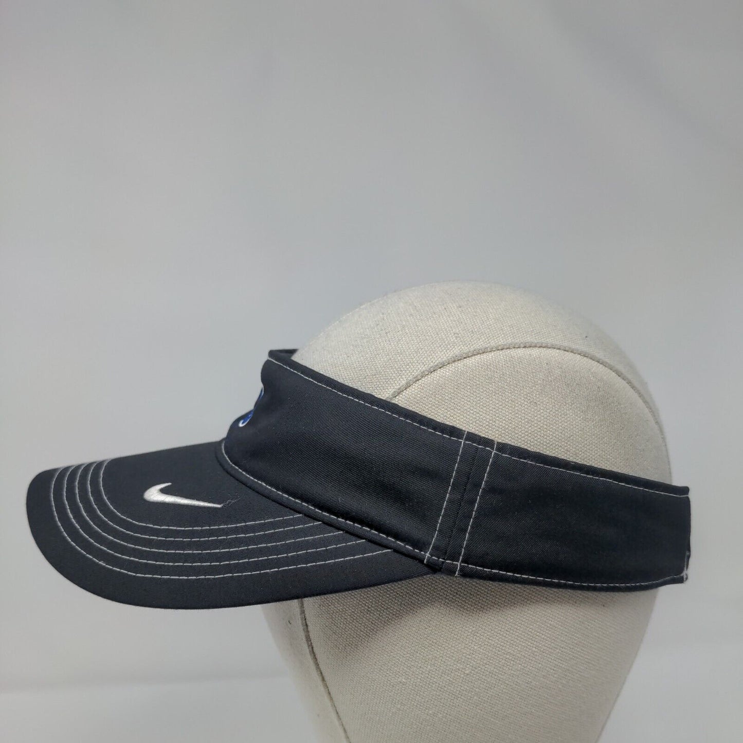Nike Strapback Sun Visor Hat Black OSFM Embroidered Letter Dri-Fit