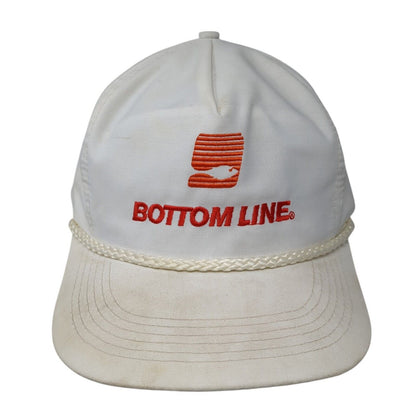 Bottom Line Snapback Hat White One Size Adjustable Embroidered 6 Panel Rope