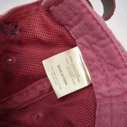 Adams Baseball Cap Red One Size Leather Strapback Dog Watch Cafe Stonington CT