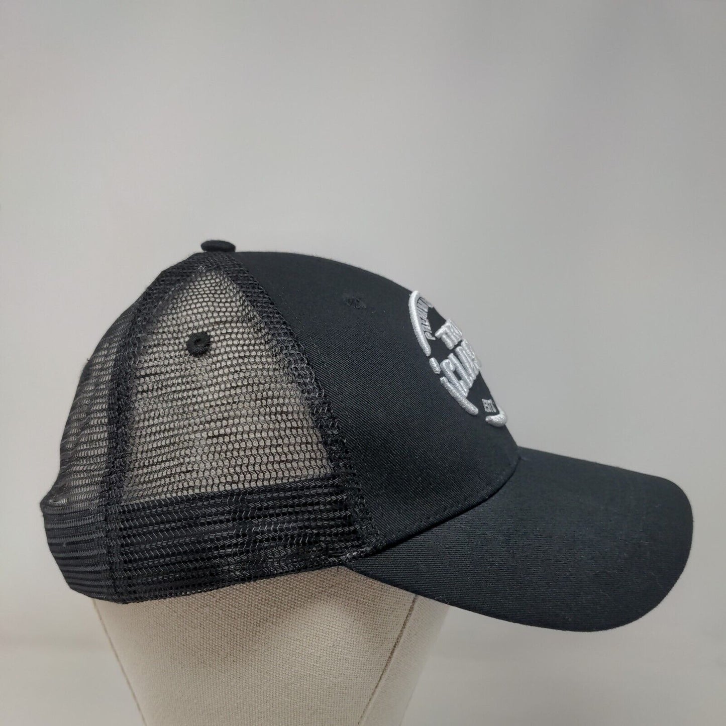 True Classic Snapback Mesh Back Trucker Hat Black One Size Embroidered