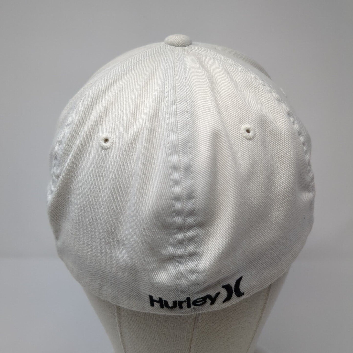 Hurley Logo Fitted Hat White Medium Stretch Flexfit Embroidered 6 Panel